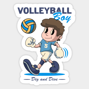 Funny Volleyball Boy Sticker